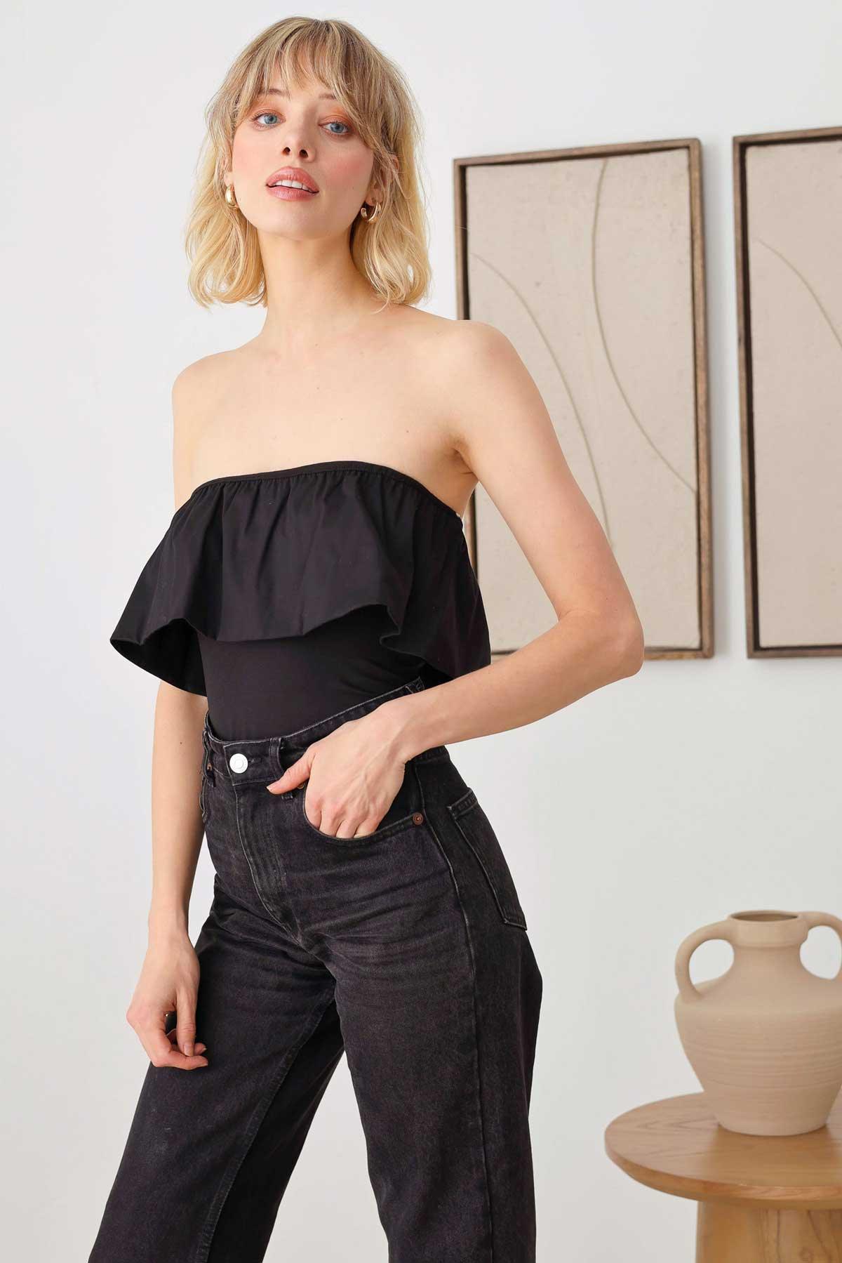 http://www.tashaapparel.com/cdn/shop/files/kt7399-black-5-strapless-solid-ruffle-trim-neckline-thong-bodysuit-tasha-apparel-wholesale-1.jpg?v=1704209543