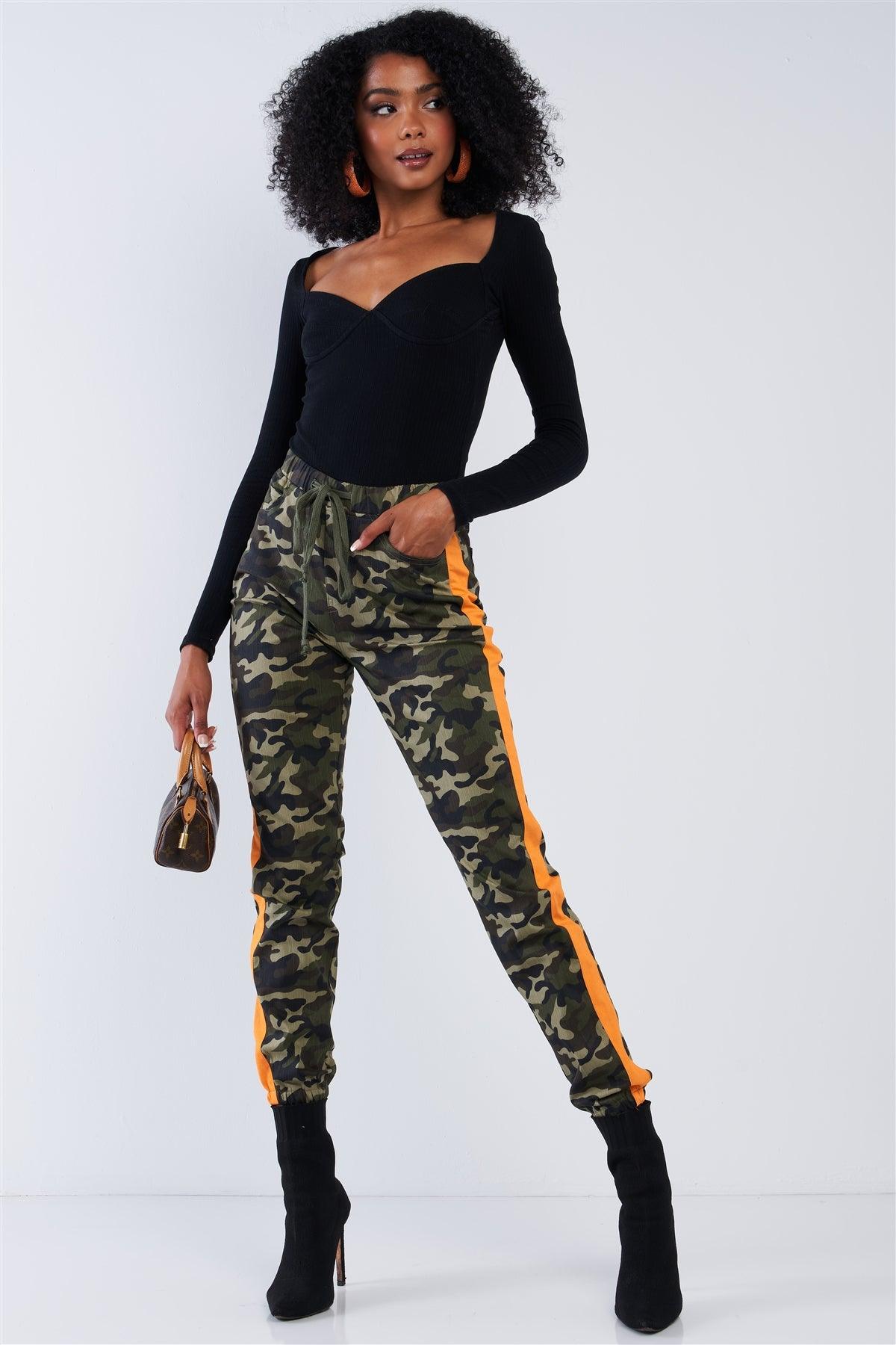 Camouflage high fashion rise pants