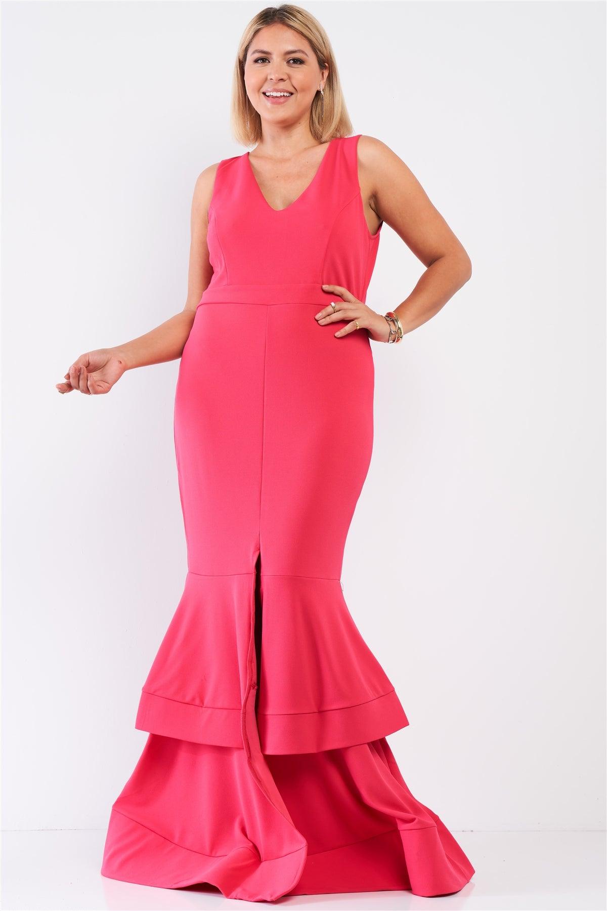 http://www.tashaapparel.com/cdn/shop/products/ixd-6521ap-coral-pink-3-plus-size-coral-pink-v-neck-front-slip-layered-flare-hem-maxi-mermaid-dress-tasha-apparel-wholesale-1.jpg?v=1704190067