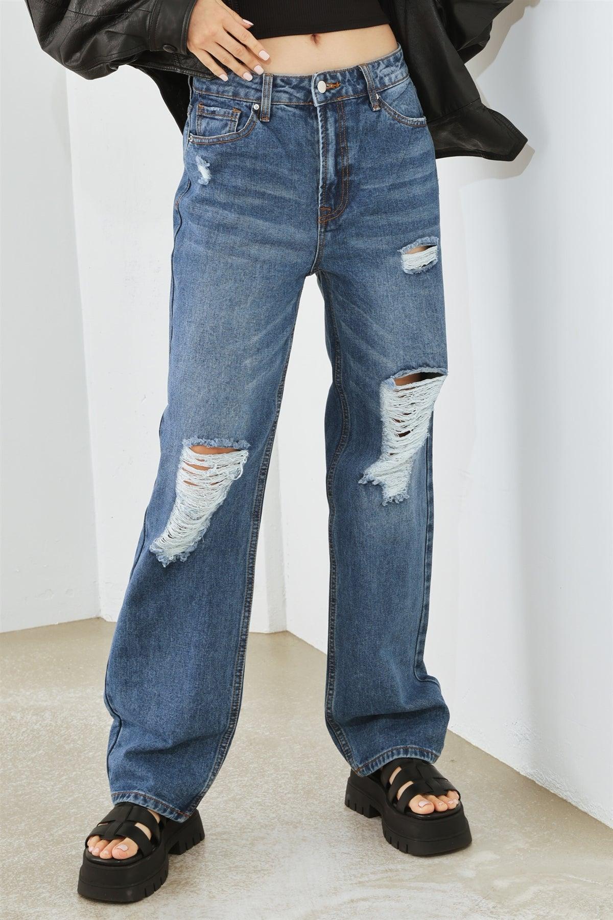 Mid rise five-pocket denim jeans