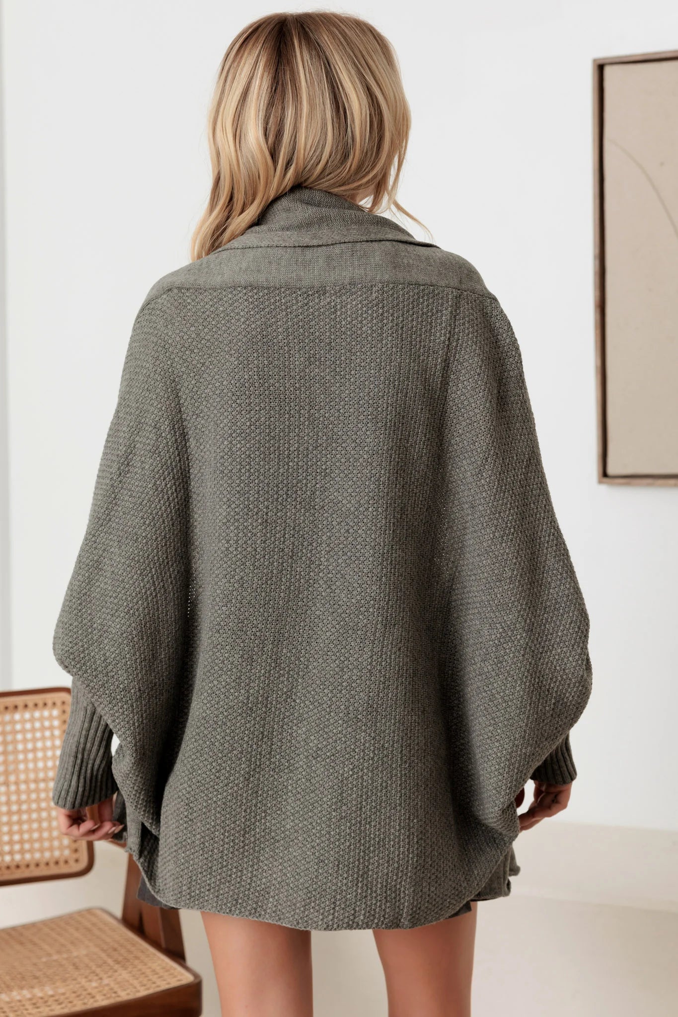 Batwing Sleeve Open Front Sweater Cardigan