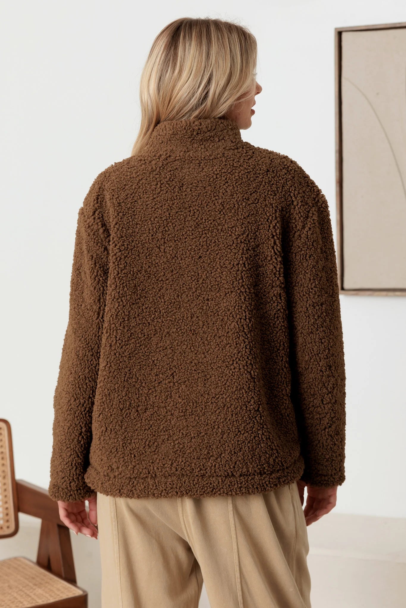 Faux Shearling Long Sleeve Shaggy Jacket