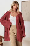 Long Sleeve Two Pocket Open Front Knit Cardigan