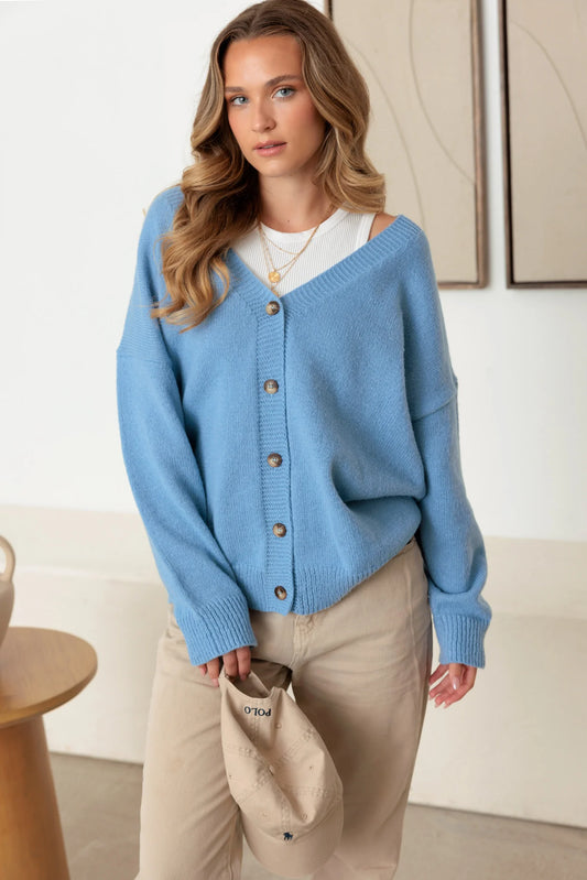 Long Sleeve V-Neck Oversized Sweater Cardigan - Tasha Apparel Wholesale