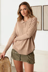 Collar Polo Soft Knit Sweater Top - Tasha Apparel Wholesale