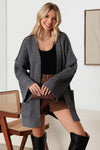 Long Sleeve Two Pocket Open Front Knit Cardigan