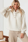 Sherpa Button-Up Two Pocket Hooded Pullover Jacket - Tasha Apparel Wholesale