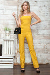 Sunshine Yellow Strappy Back Tie Straight Leg Jumpsuit - Tasha Apparel Wholesale