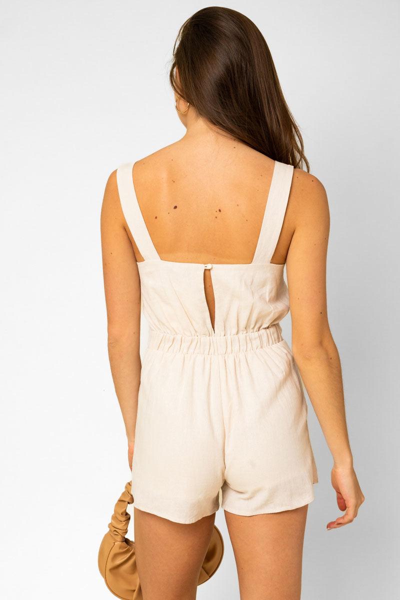 Sleeveless Ivory Pleated Romper - Tasha Apparel Wholesale