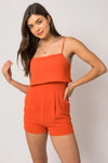 Sleeveless Side Pocket Layered Top Romper