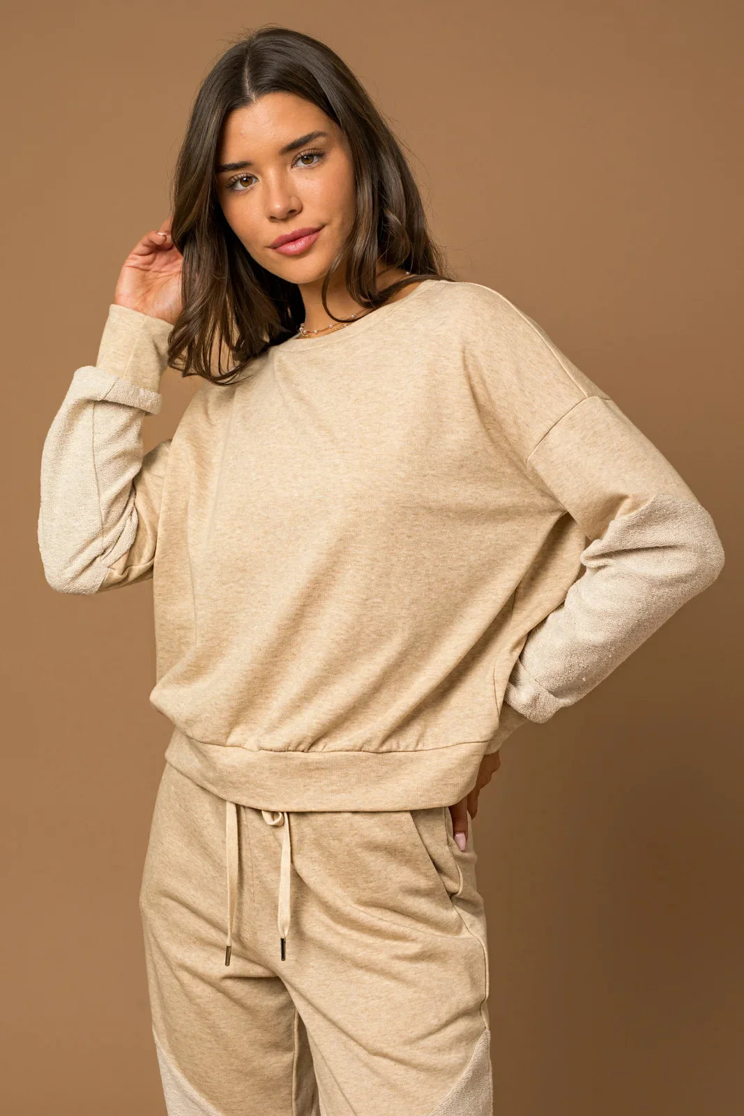 Color Block Cotton Sweatshirt & Jogger Pants Set