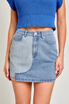 Reversed Block Mini Denim Skirt