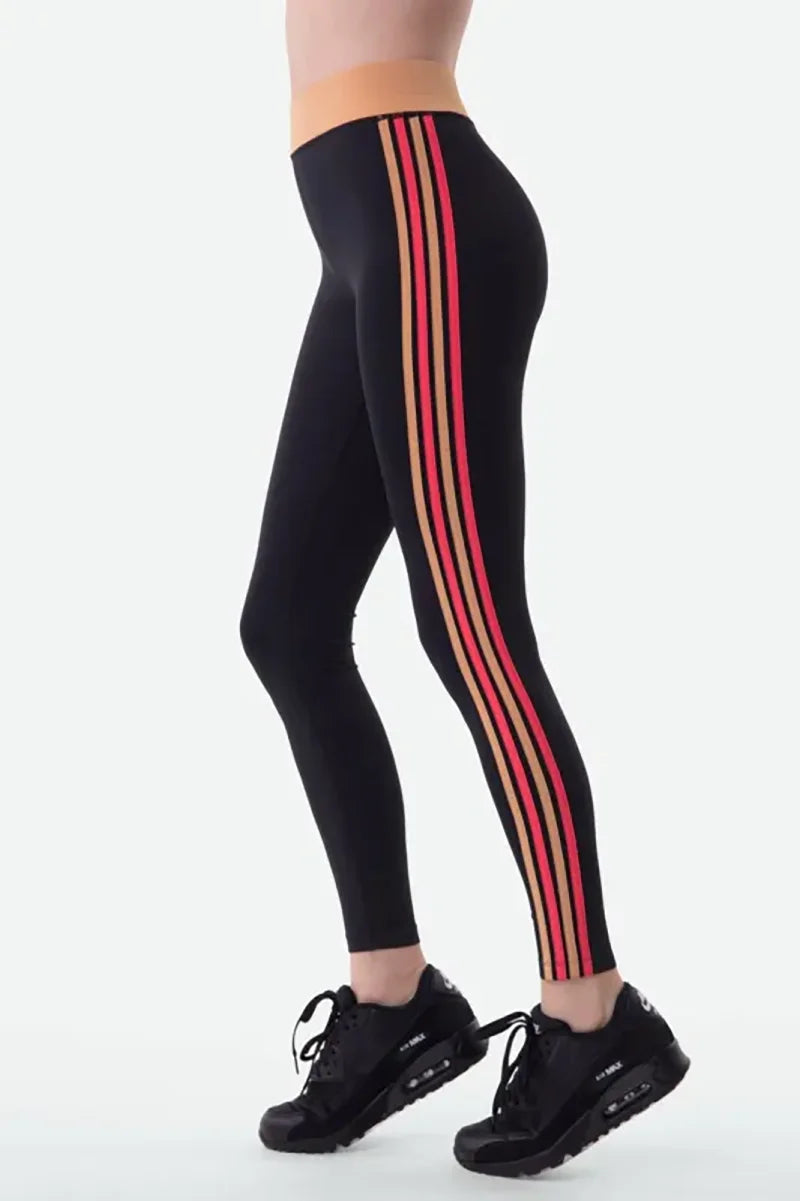 Sleek Vibrant Side Stripes High-Waist Legging - Tasha Apparel Wholesale