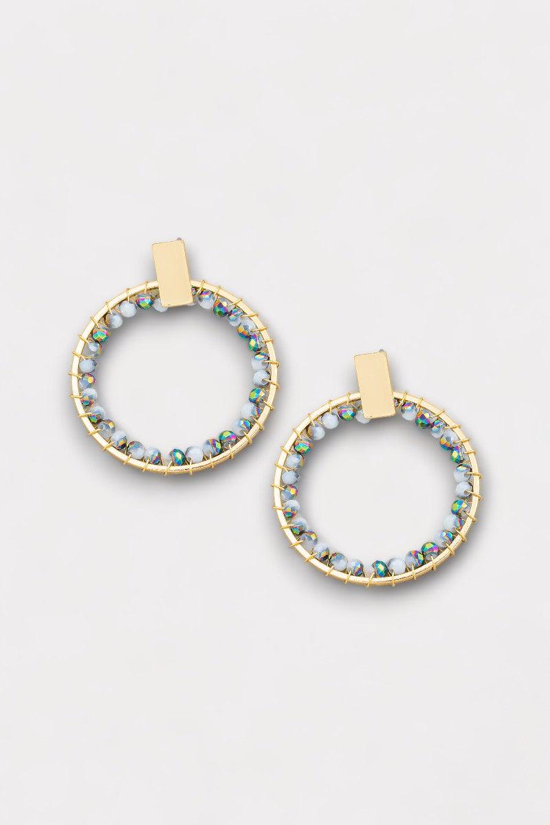 Circle Glass Inner Bead Push Back Closure Earrings - Tasha Apparel Wholesale