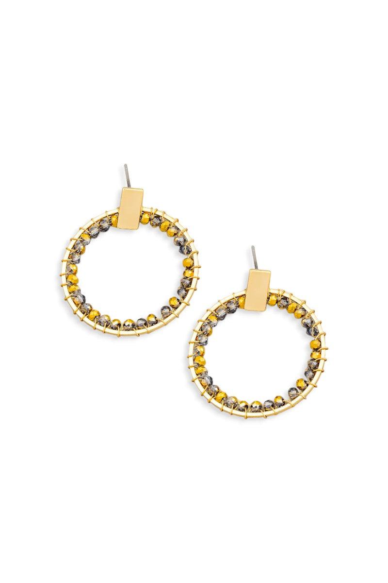 Circle Glass Inner Bead Push Back Closure Earrings - Tasha Apparel Wholesale