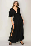 Ethereal Plunging V-Neck Open Back Maxi Cover-Up Kimono Dress