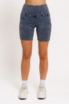 Mineral Wash Ribbed Tummy Control Biker Shorts