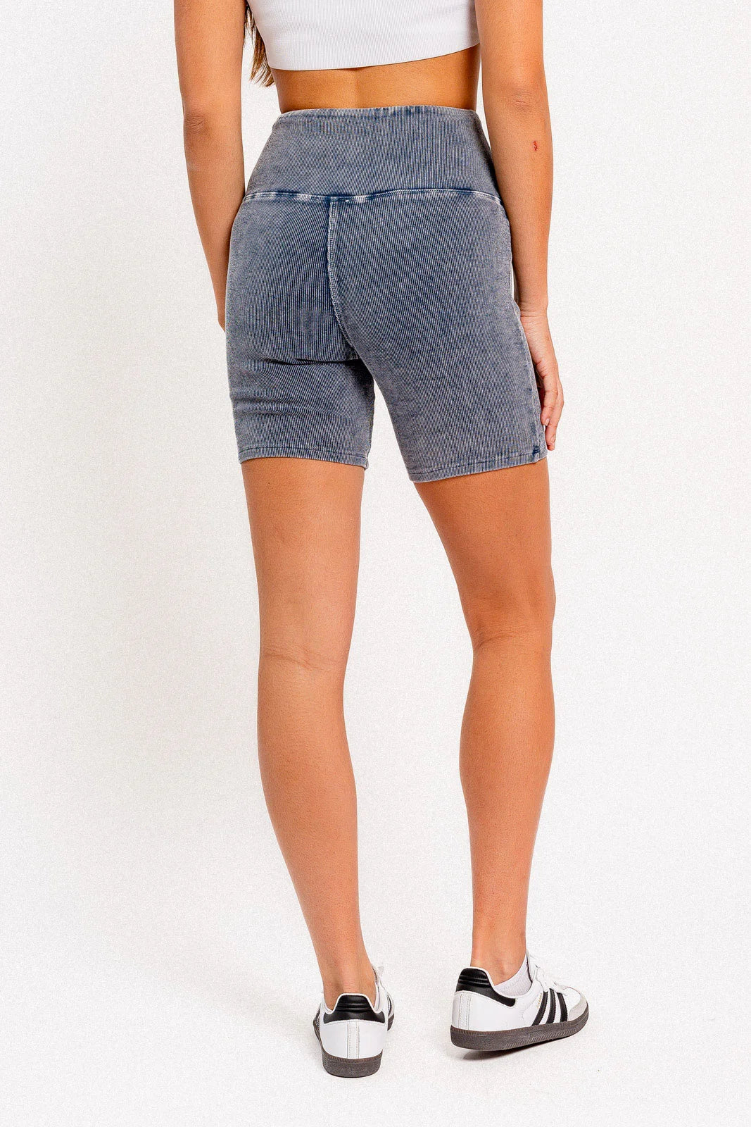 Mineral Wash Ribbed Tummy Control Biker Basic Shorts