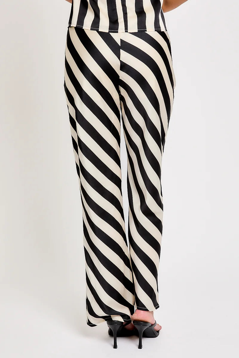 High Waist Side pocket Striped Dressy Pants