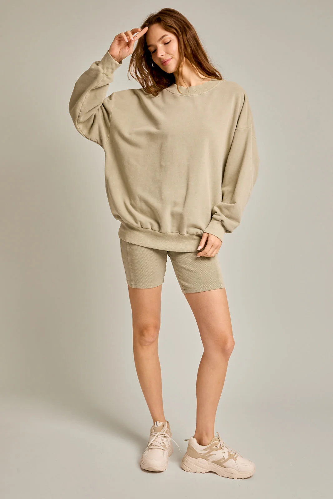 Washed Oversized Basic Pullover Top