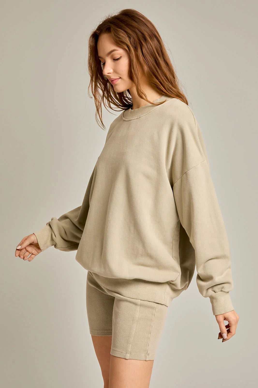 Washed Oversized Basic Pullover Top