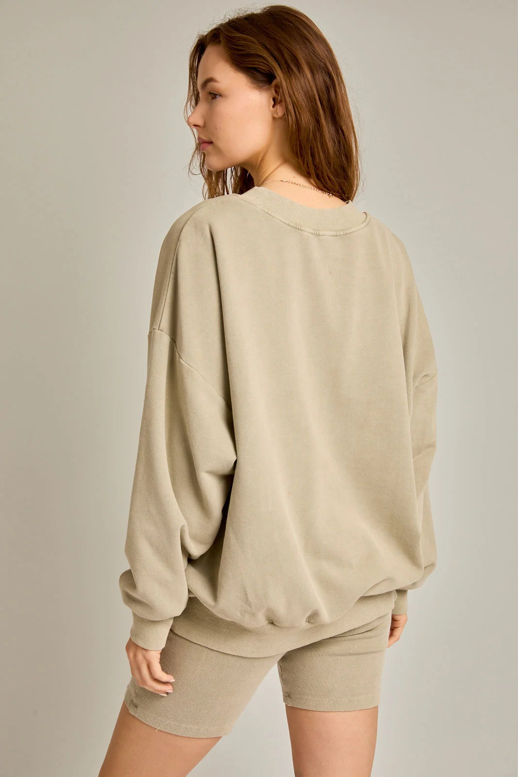 Washed Oversized Basic Pullover Top