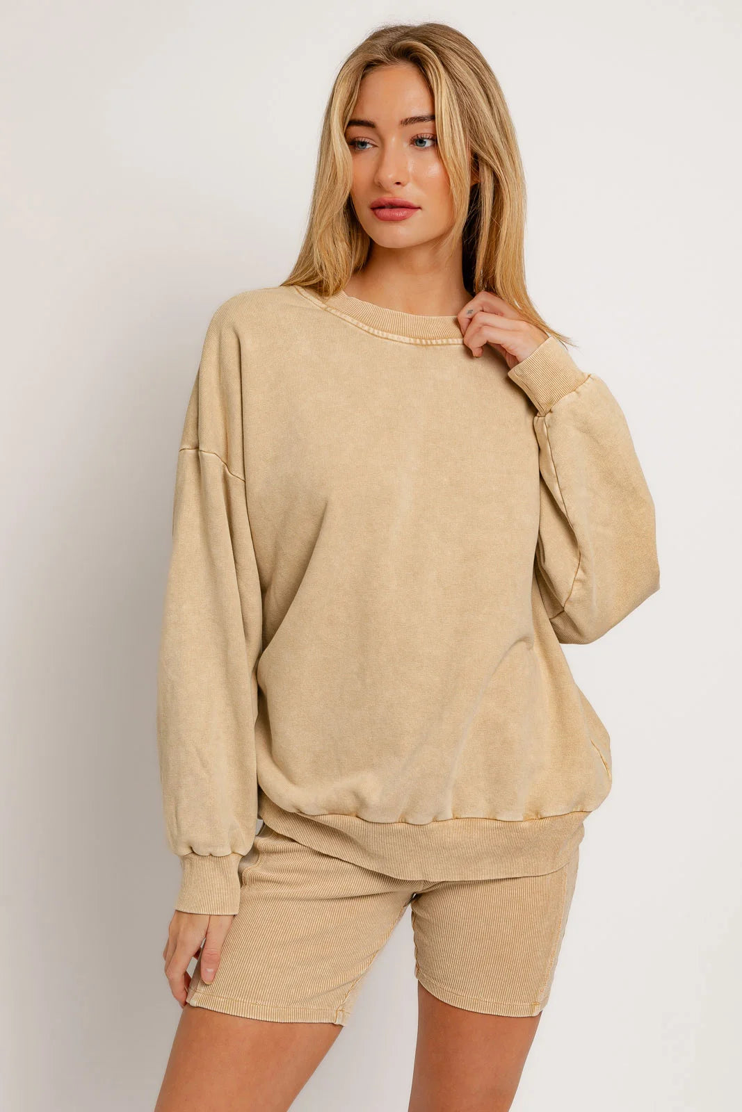 Washed Oversized Basic Pullover Top