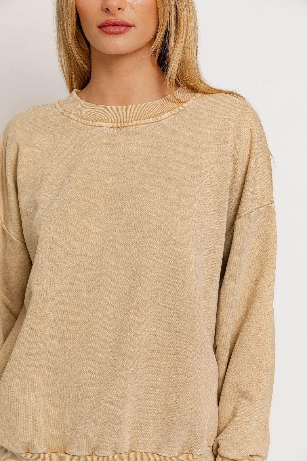 Washed Oversized Basic Pullover Top