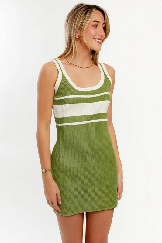 Sleeveless Scoop Neck Ribbed Mini Sweater Dress