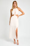 Cut-Out Halter Side Slit Back Tie Maxi Dress