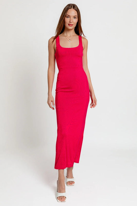 Sleeveless Bodycon Back Slit Maxi Dress - Tasha Apparel Wholesale