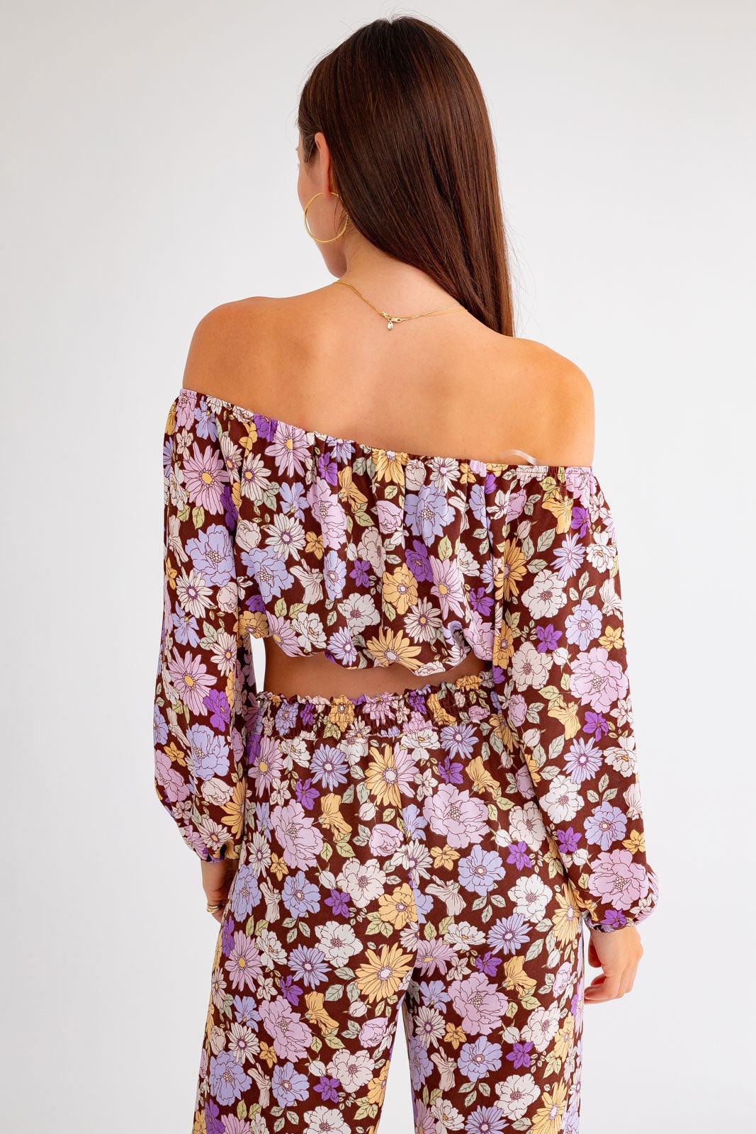 Long Sleeve Floral Crop Top - Tasha Apparel Wholesale