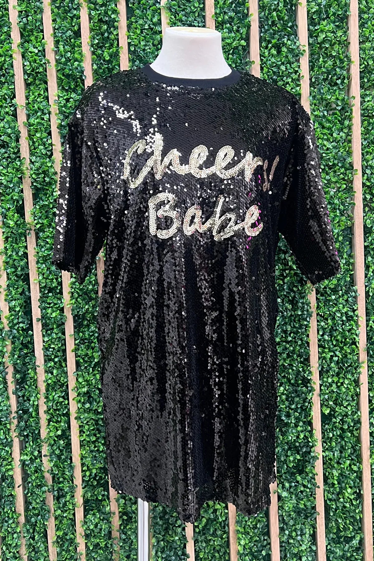 "Cheers Babe" Sequin T-Shirt Mini Dress