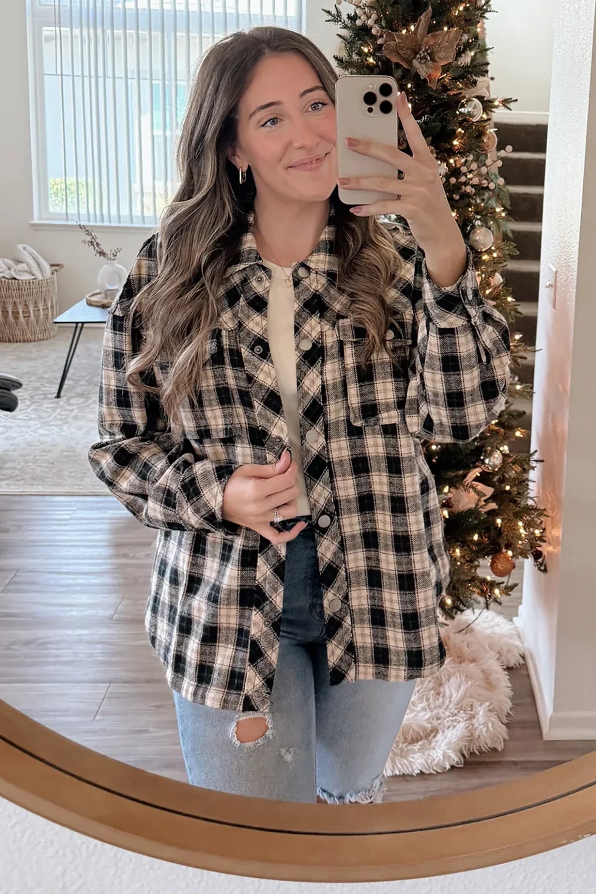 Oversize Hip Length Plaid Shacket