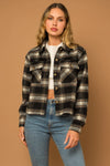 Cozy Relaxed-Fit Plaid Flannel Pocket Short Shacket