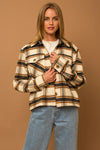 Cozy Relaxed-Fit Plaid Flannel Pocket Short Shacket