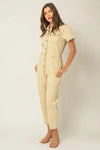 Button Up Short sleeve Utility Denim Jumpsuit - Tasha Apparel Wholesale