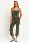 Sleeveless Adjustable Strap Washed Corduroy Jumpsuits