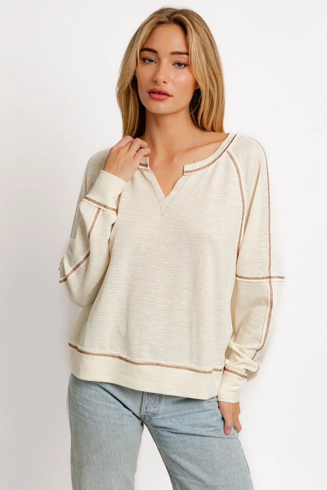 V-Neck Dolman Sleeve OverSize Knit Top