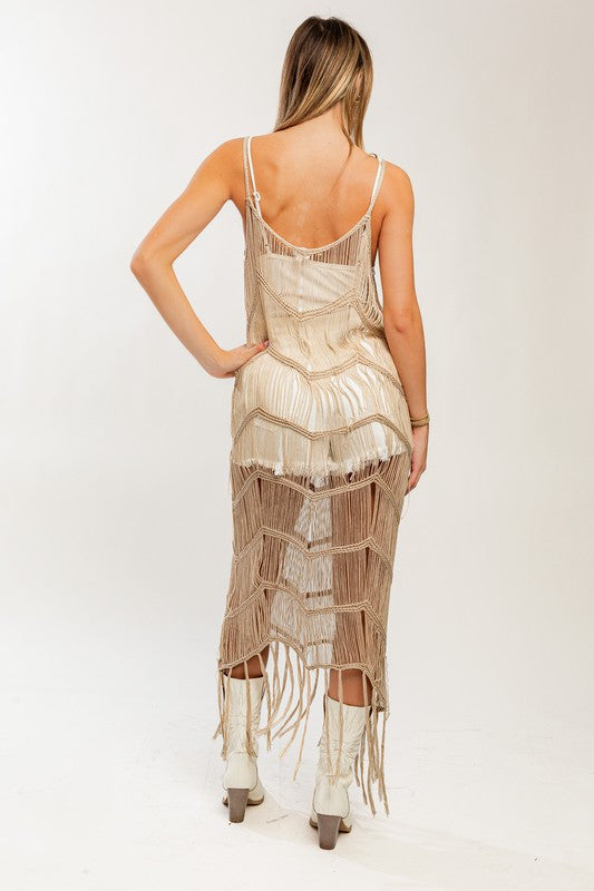 Sleeveless Cover Up Fringe Dress