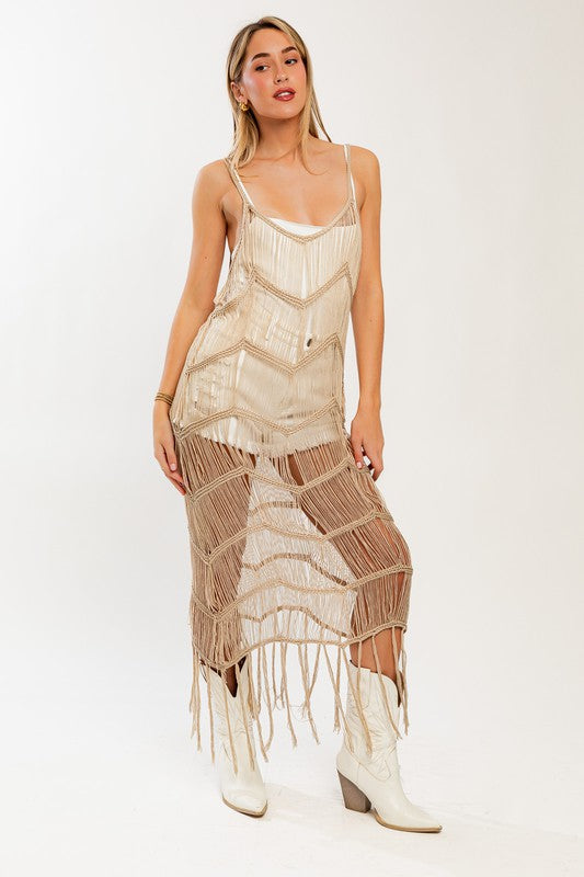 Sleeveless Cover Up Fringe Dress