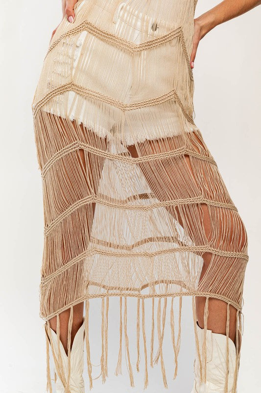 Sleeveless Cover Up Fringe Dress