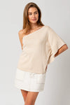 One Shoulder Poncho Style Rib Top