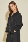 Luxe Satin Button-Down Oversized Flare Shirt