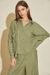 Luxe Satin Button-Down Oversized Flare Shirt