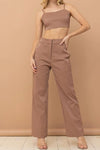 Faux Leather Crop Top & High Waist Pants Set