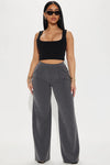 Charcoal High-Waisted Wide Leg Trousers - Tasha Apparel Wholesale