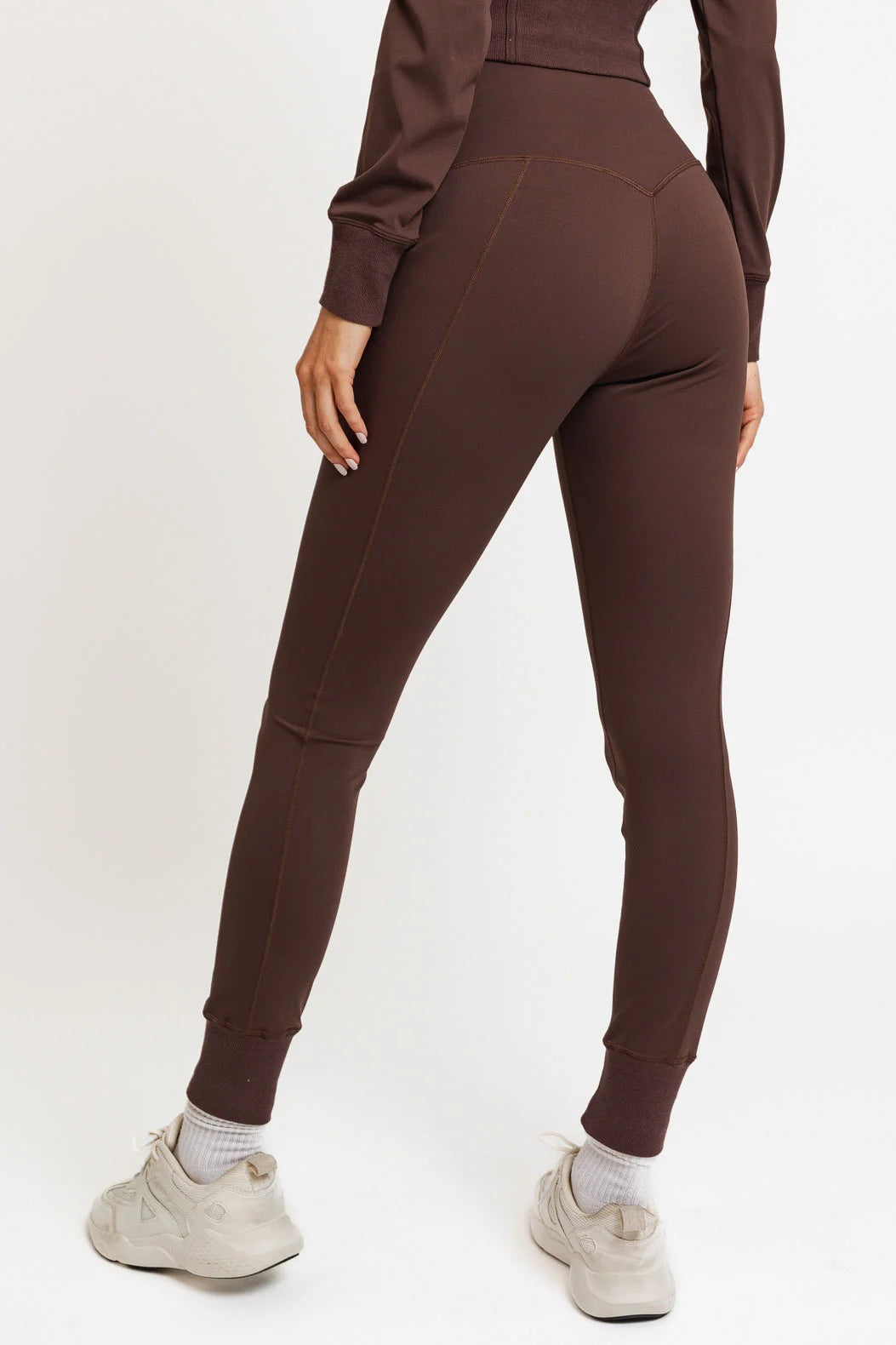 High Waist Banded Cuffs Jogger Pants Leggings