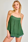 Layered Spaghetti Strap Flare Top