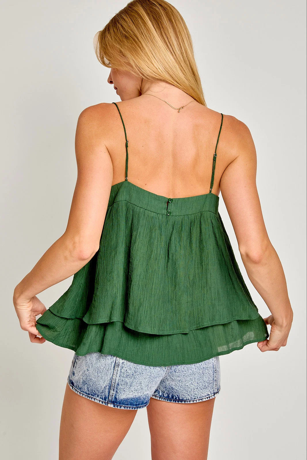 Layered Spaghetti Strap Flare Top